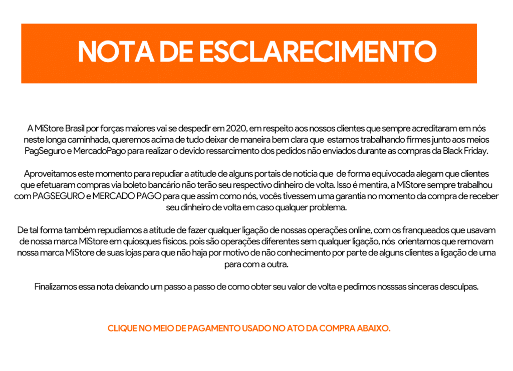 nota de esclarecimento