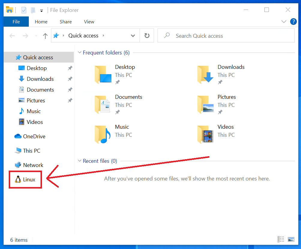 Linux on File Explorer