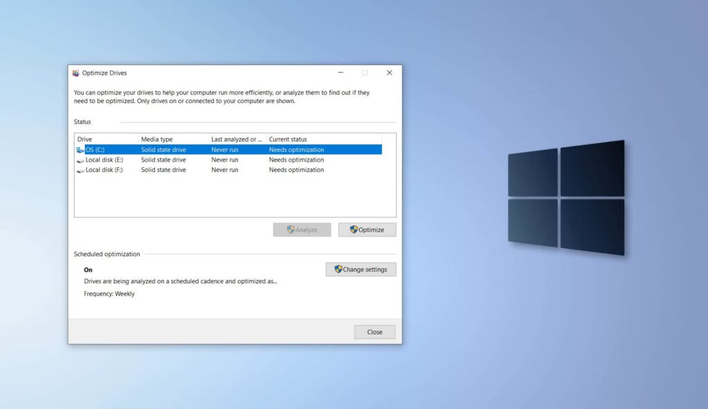Defrag SSD Windows 10