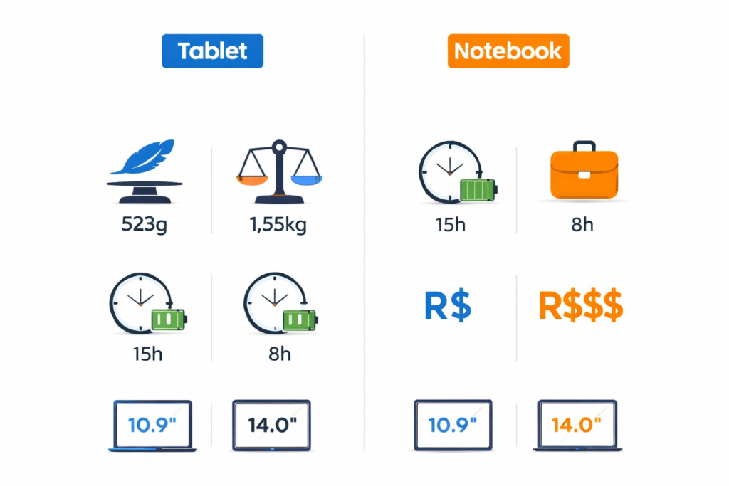 Tablet ou Notebook: Qual eu devo escolher? 18 dicas top 1 comparativo