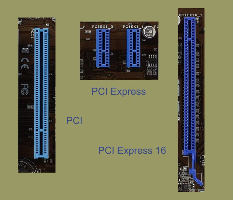 slots de expansão PCI e PCIe
