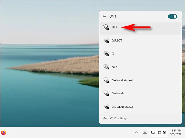 quick settings pick network
