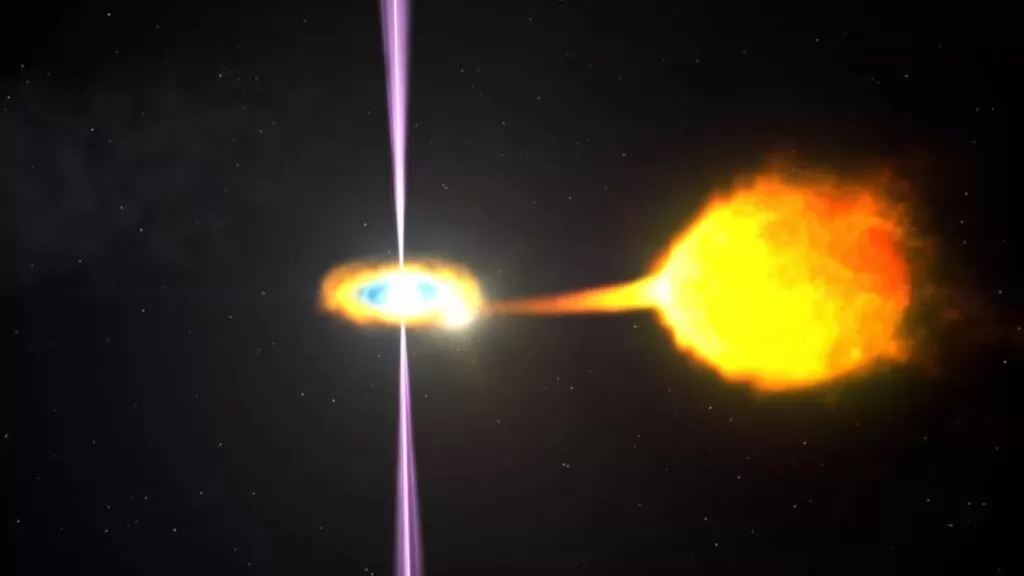 estrela de nêutrons devorando anã marrom